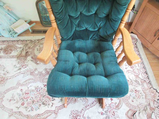 Image for Oak glider rocker with cushion