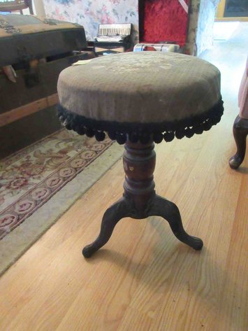 Image for Antique organ stool with cast iron base
