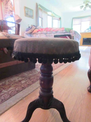 Image for Antique organ stool with cast iron base