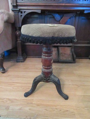 Image for Antique organ stool with cast iron base