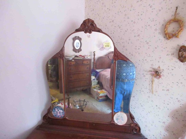 Image for Antique vanity with mirror and stool