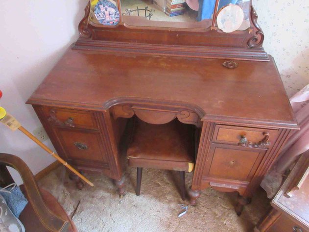 Image for Antique vanity with mirror and stool