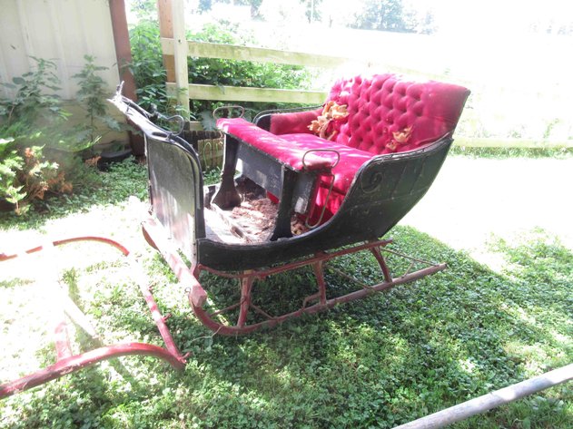 Image for Antique cutter sleigh with single horse pole and bells