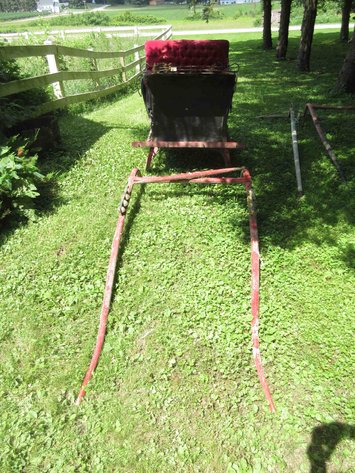 Image for Antique cutter sleigh with single horse pole and bells
