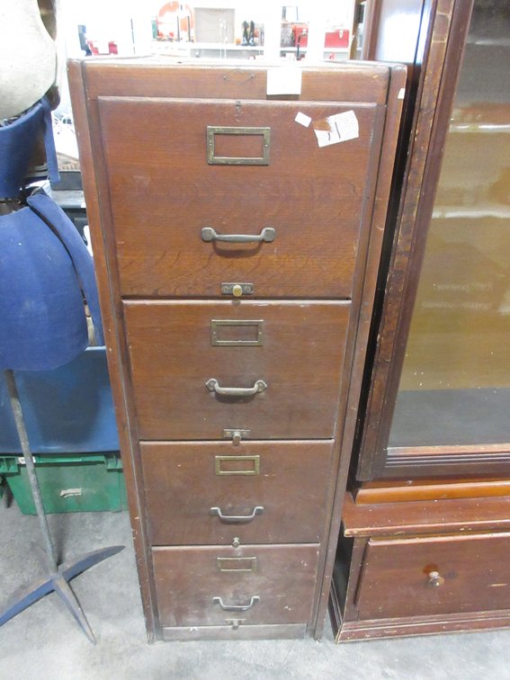 Antique oak 4-drawer file cabinet