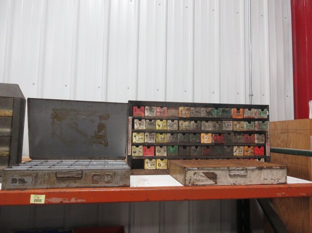 Image for (3) Steel organizers with contents of bolts, screws, brass, washers, and more