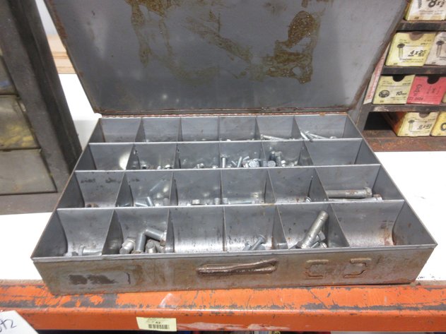 Image for (3) Steel organizers with contents of bolts, screws, brass, washers, and more