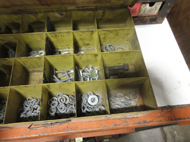 Image for (3) Steel organizers with contents of bolts, screws, brass, washers, and more
