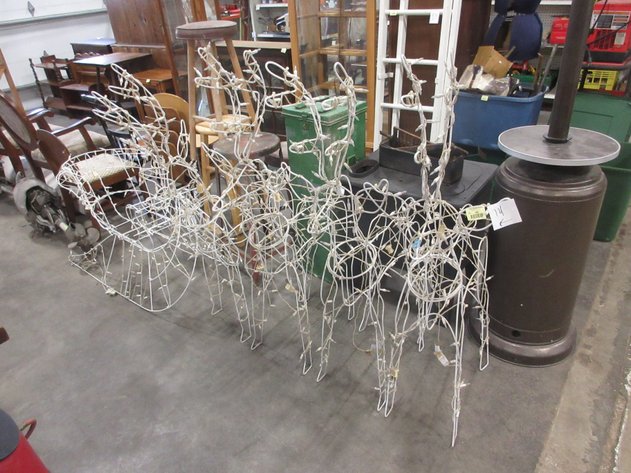 Image for (4) Lighted reindeer and a sleigh