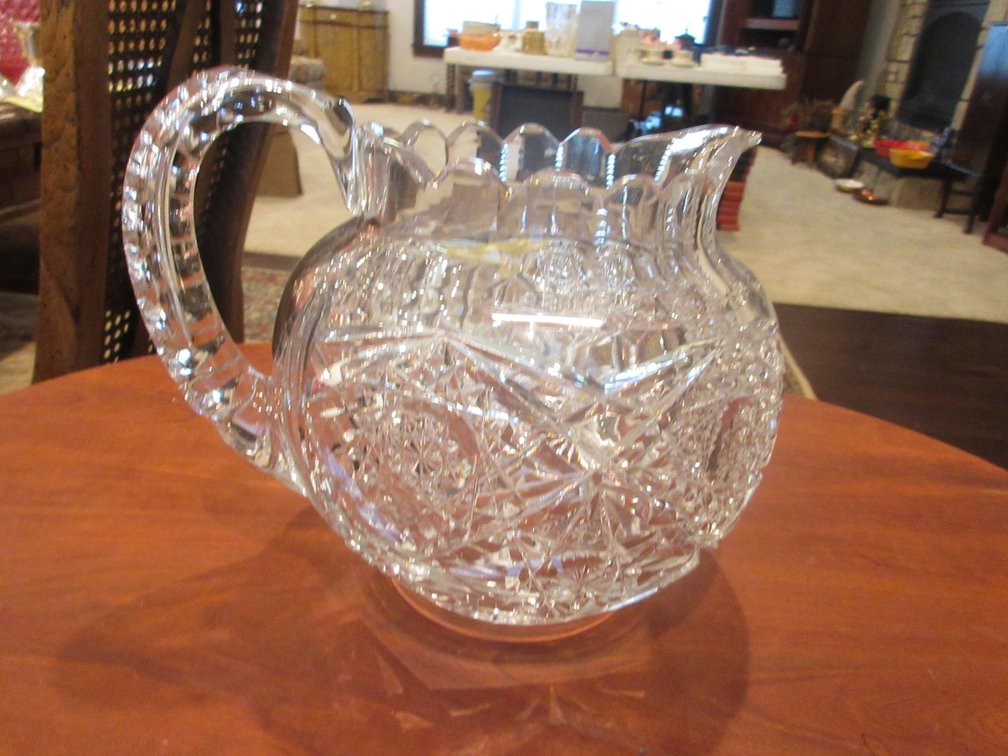 Unmarked heavy crystal pitcher