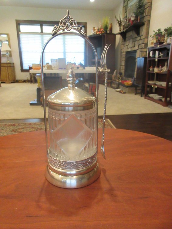 Victorian pickle jar with glass insert