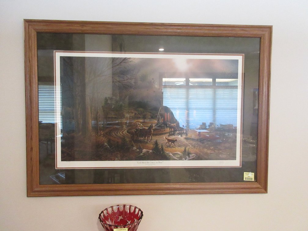Terry Redlin signed and numbered "God Shed His Grace on Thee" print in frame