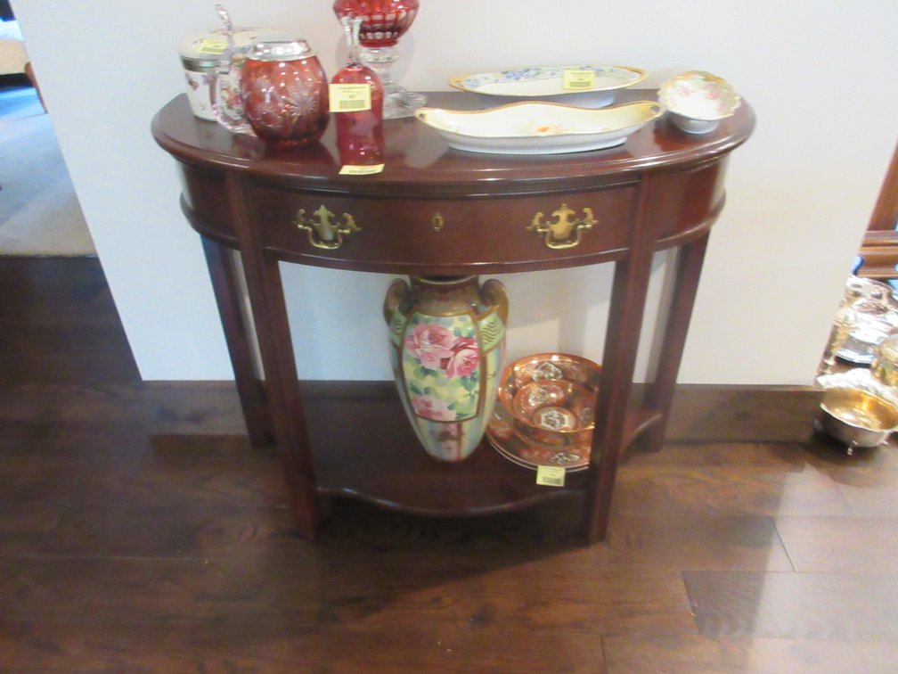 Hammary half round side table with drawer