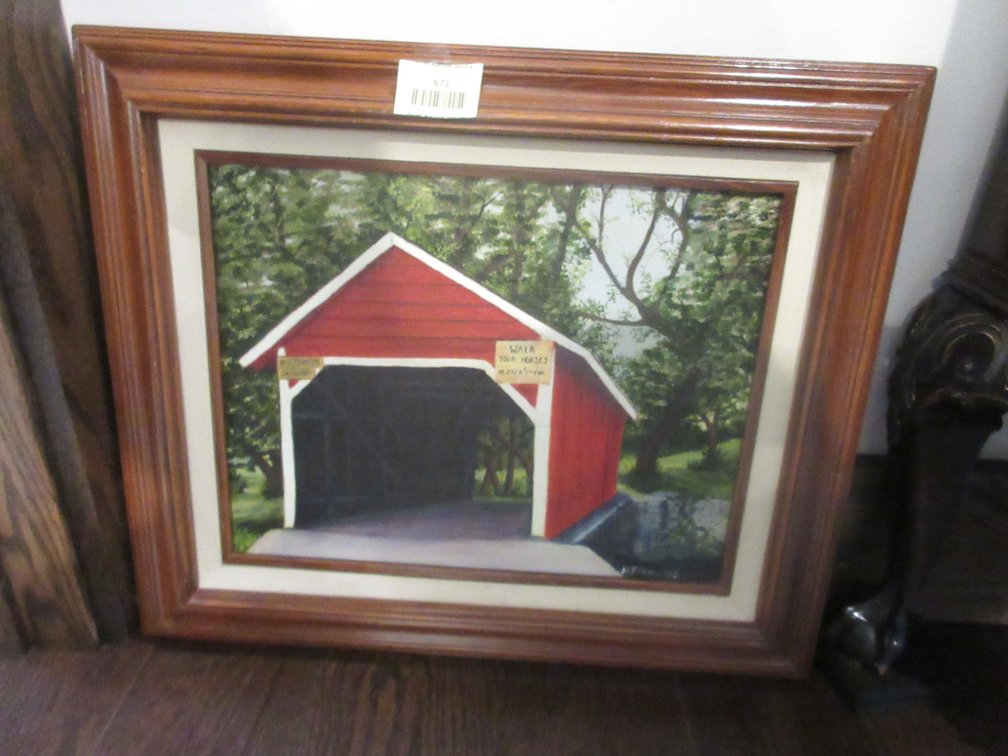 Marlee Ford signed bridge on canvas in frame