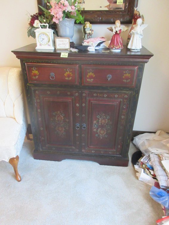 Decorative wood cabinet with (2) drawers