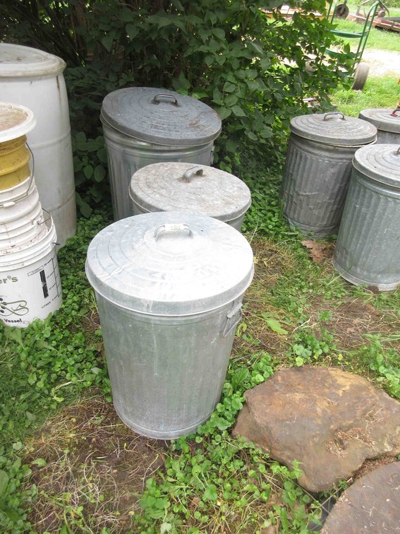 (3) Galvanized garbage cans
