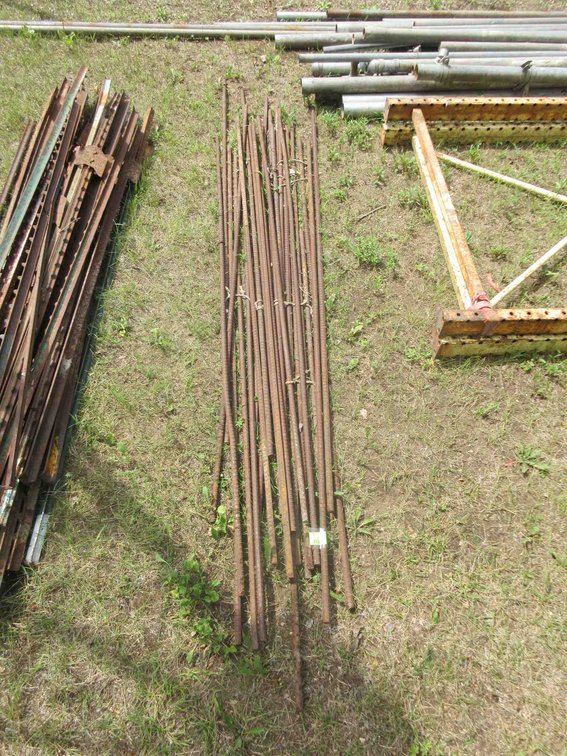 Group of rebar fence posts