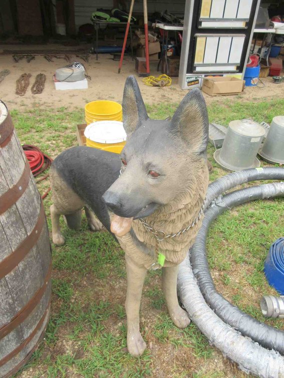 Plastic german shepherd yard statue