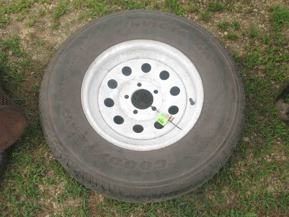 Goodyear trailer tire on 5-bolt rim