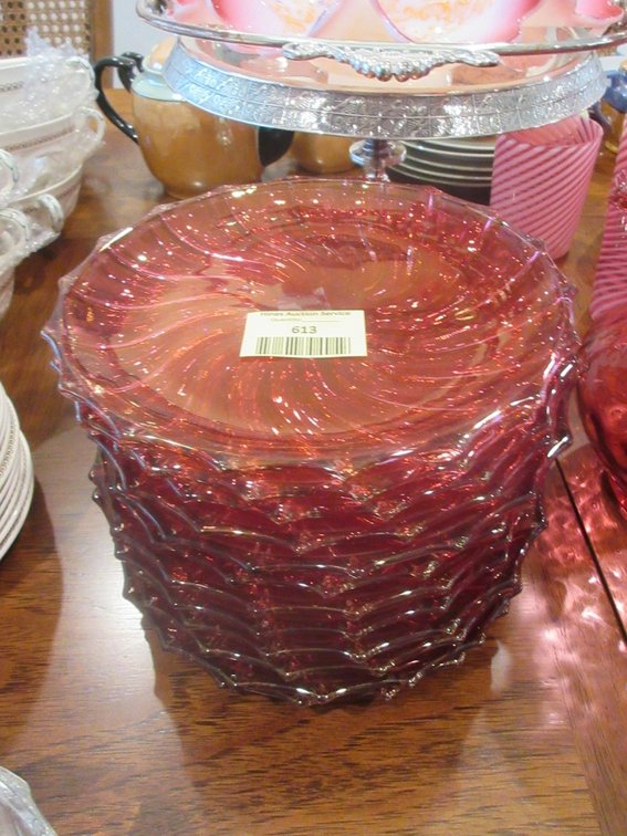 (12) Cranberry salad plates
