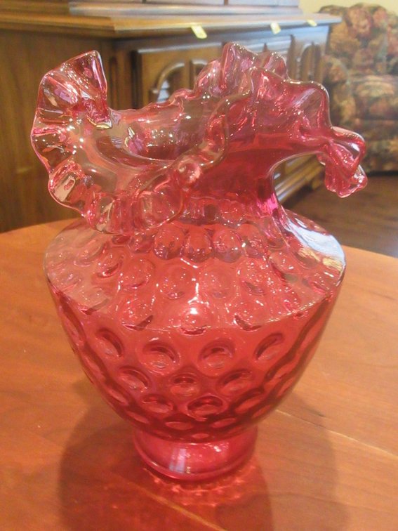 Unmarked Fenton cranberry vase