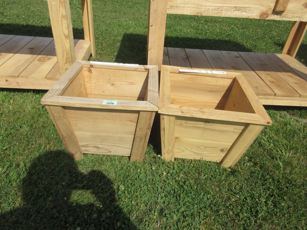 (2) Hand-made Wooden planters