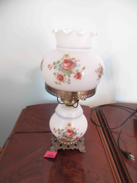 Vintage electrified parlor lamp
