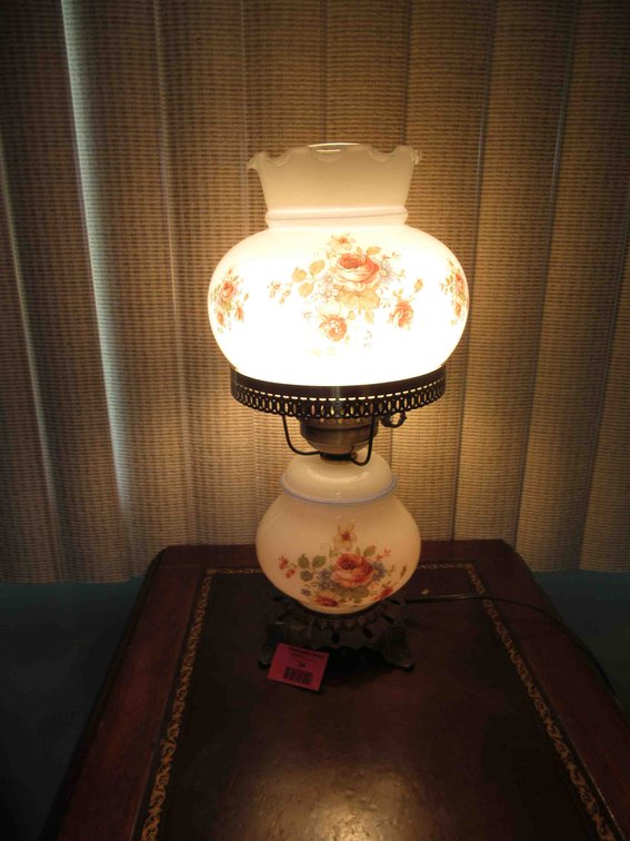 Vintage electrified parlor lamp
