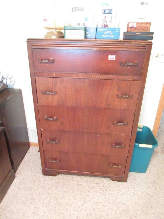 Antique 5 drawer waterfall front chest