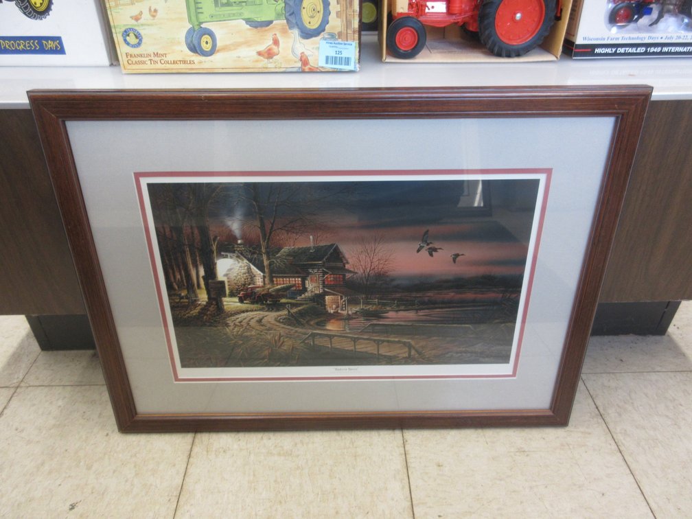 Framed and signed Terry Redlin "Hunter's Haven" print