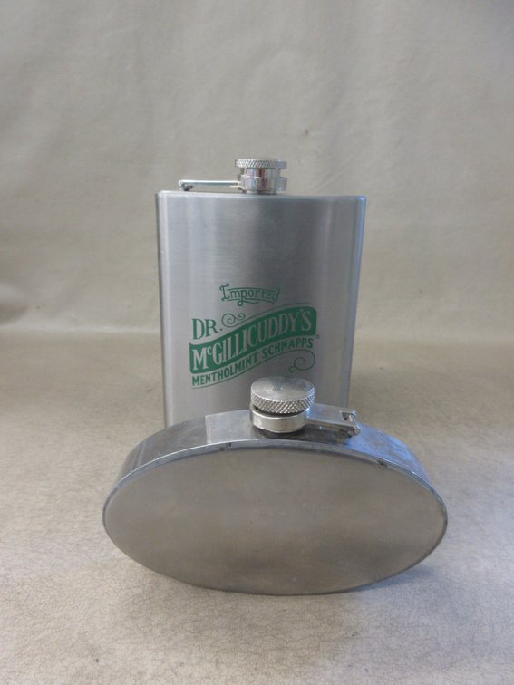 (2) Stainless Steel pocket flasks