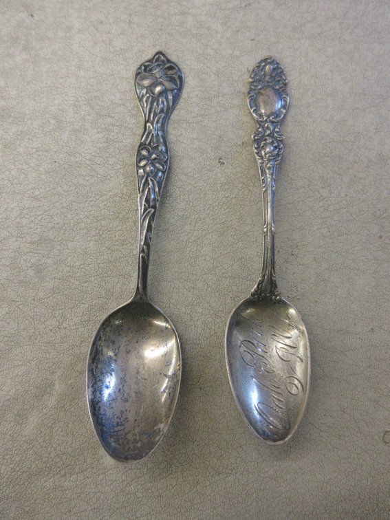(2) Antique sterling silver spoons