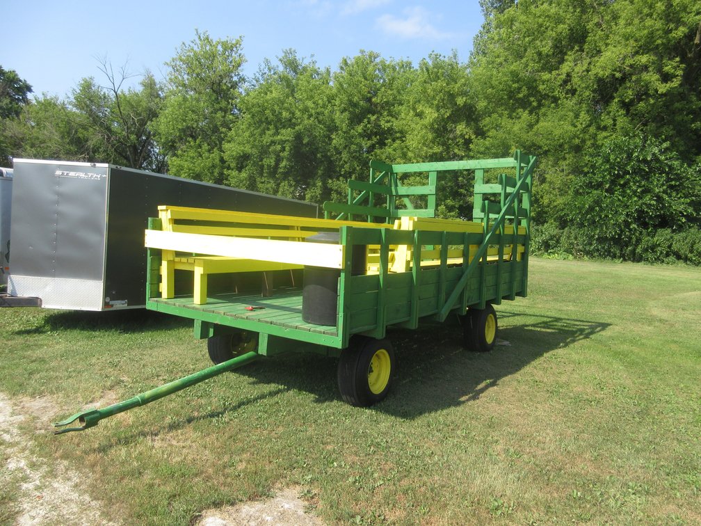 John Deere flatbed party wagon on John Deere running rear
