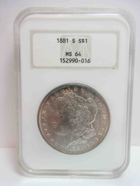 1881 Morgan dollar graded MS64