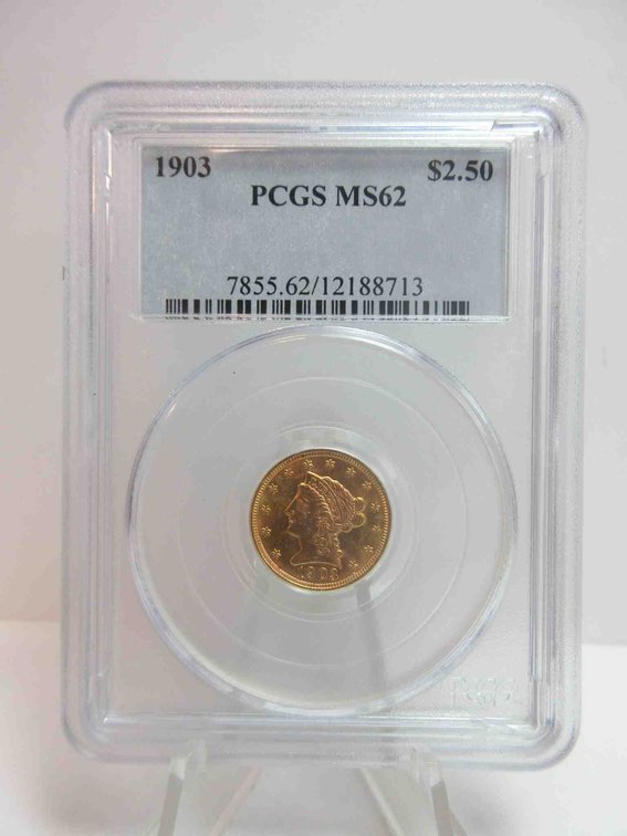 1903 $2.50 Liberty head gold graded MS62