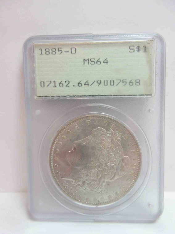 1885-O Morgan dollar graded MS64