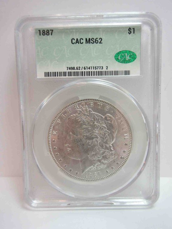 1887 Morgan dollar graded MS62