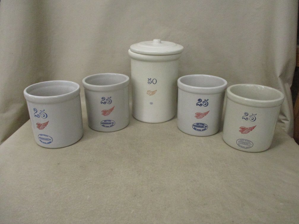 (5) Miniature stoneware crocks
