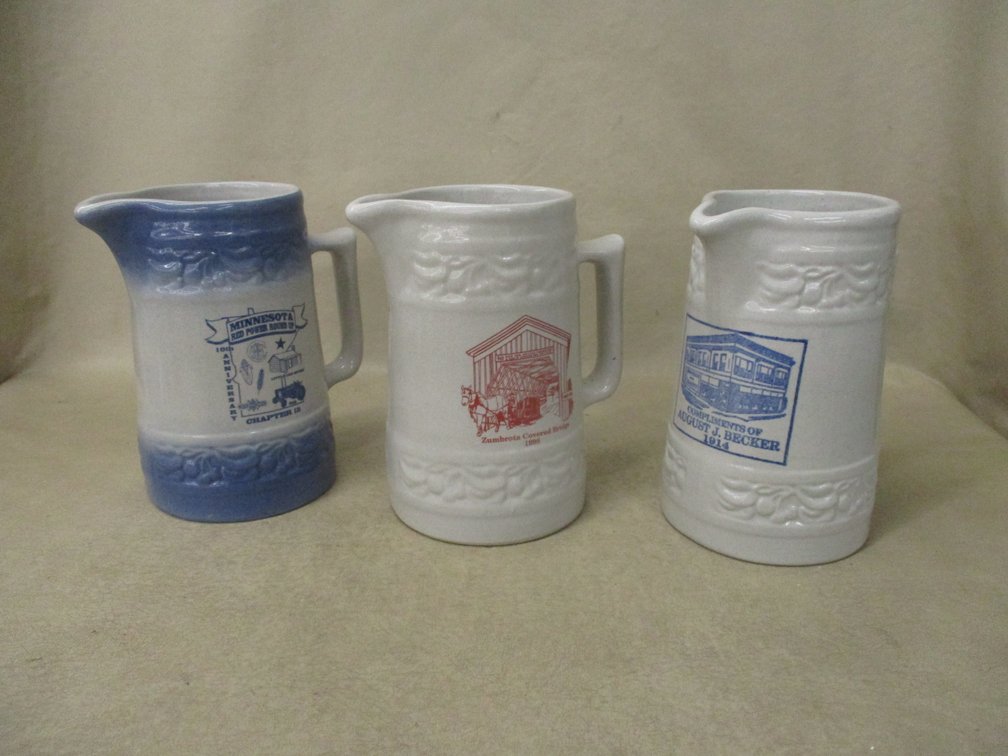 (3) Red Wing Stoneware miniature commemorative pitchers