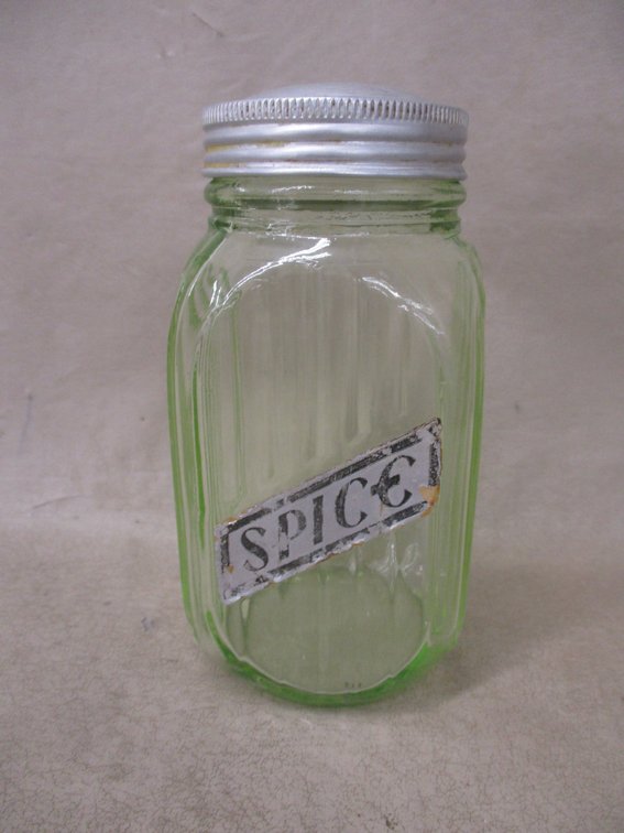 Vaseline Glass Spice jar