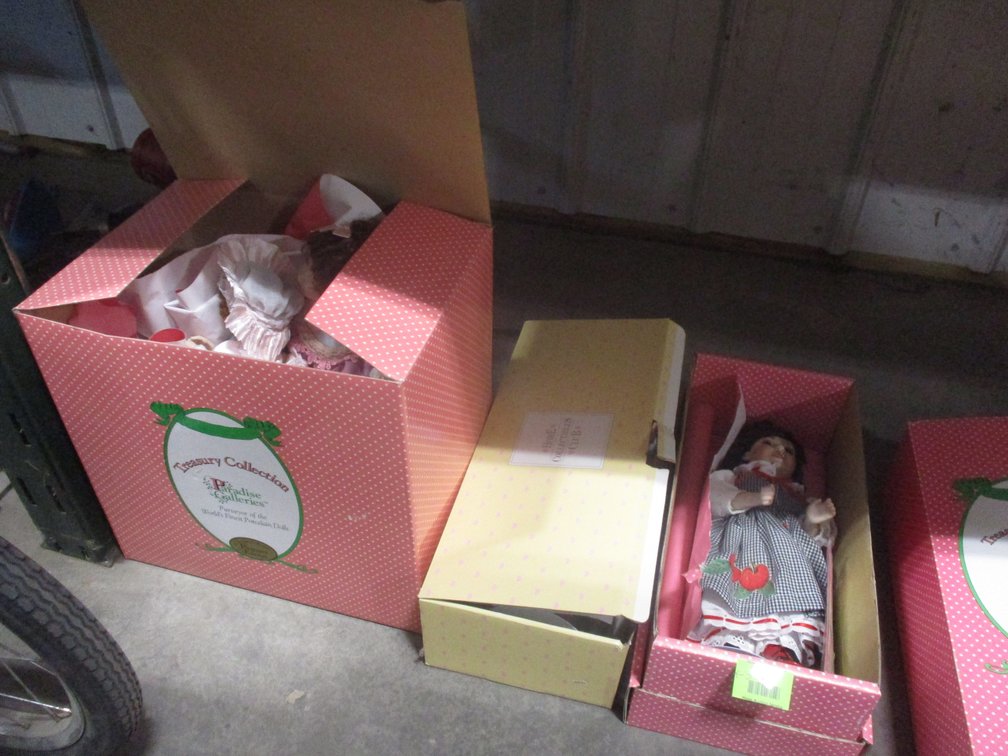 (3) Porcelain dolls in boxes