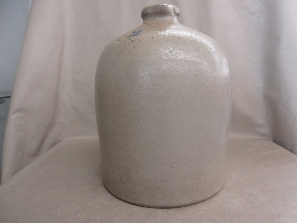 Early 20th century salt-glazed stoneware whiskey or utility shoulder jug