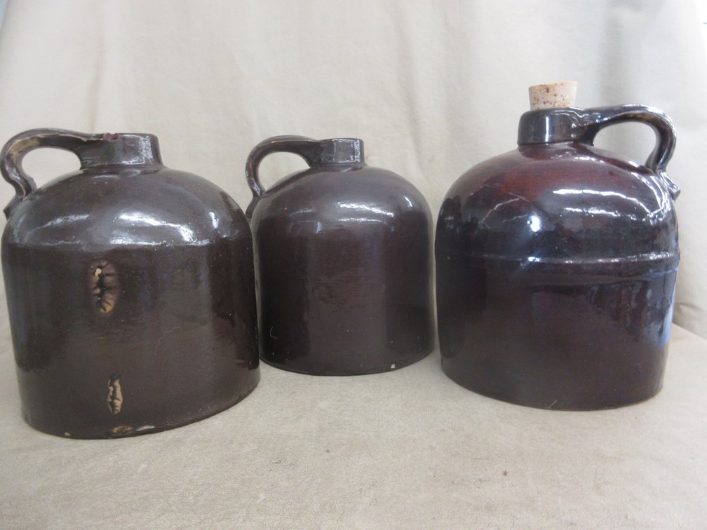 (3) Brown glazed shoulder jugs