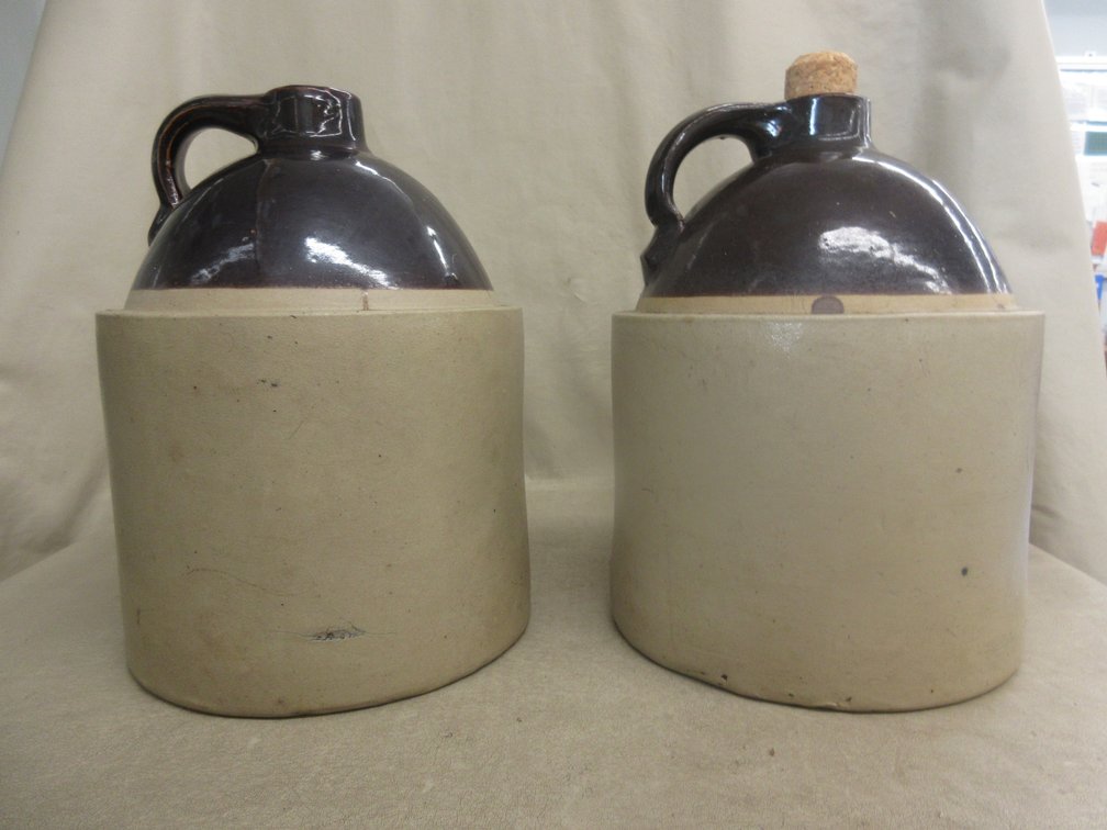 f(2) Albany slip stoneware shoulder jugs