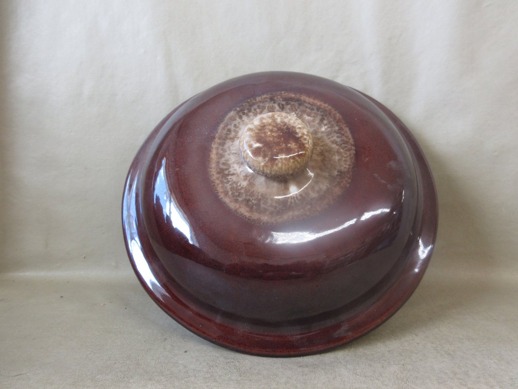 Round Brown Drip glazed stoneware lid