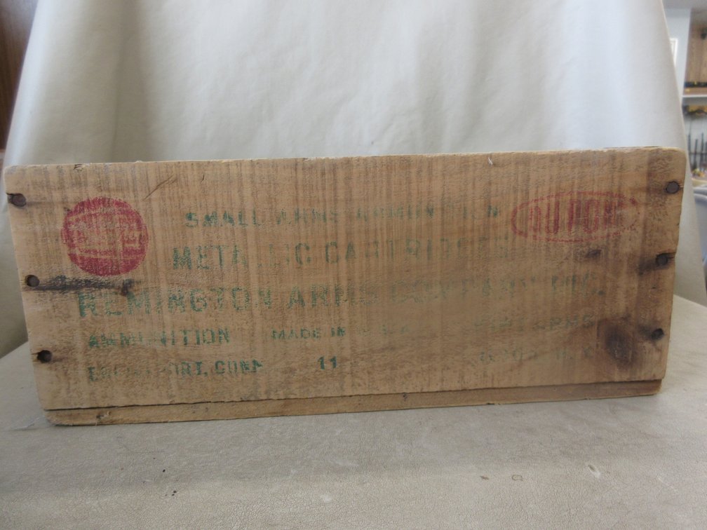 Antique DuPont Remington Arms Company wooden ammo crate