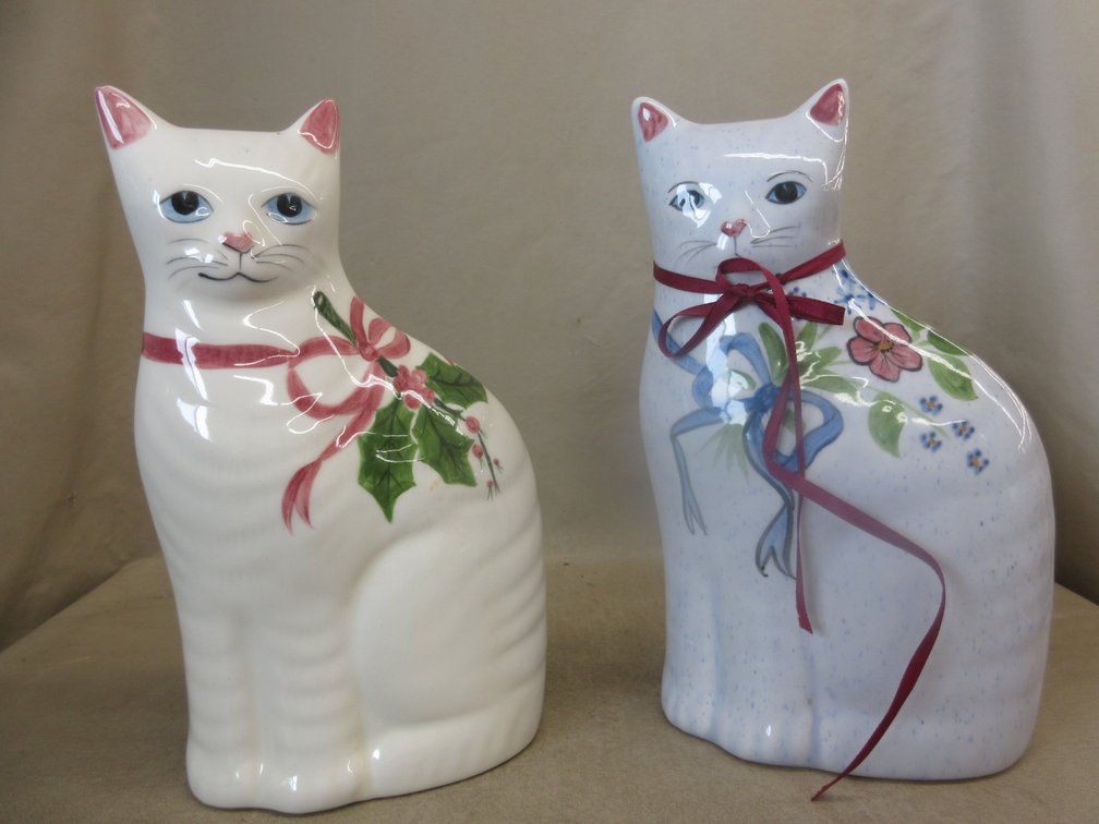 (2) Ceramic lighted pine trees