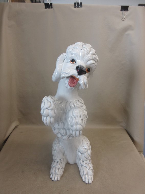 Ceramic Begging poodle statue