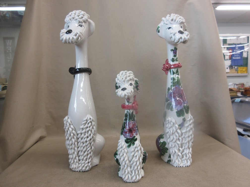 (3) Italian noodle poodle statues