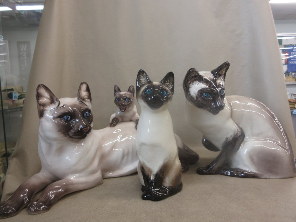 (3) Marked ceramic Siamese cat figures